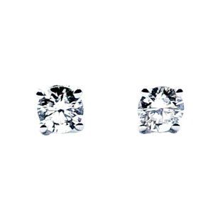 18k White Gold Minimal Diamond Earrings